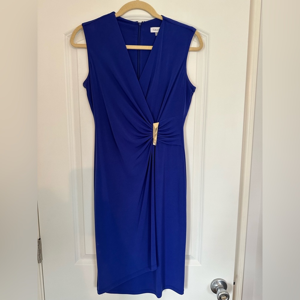 Calvin Klein sleeveless royal blue dress, size 4.